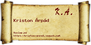 Kriston Árpád névjegykártya