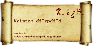 Kriston Árpád névjegykártya